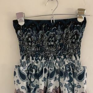 Sale! Lu’s Chic Tube Top Jumpsuit Romper, Size One Size, Navy/White/Red